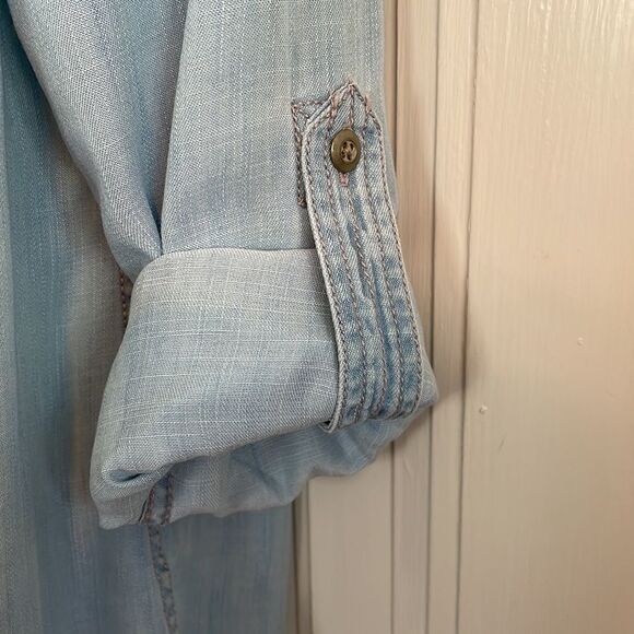 Talbots light blue denim chambray long sleeved shirt - Picture 6 of 10